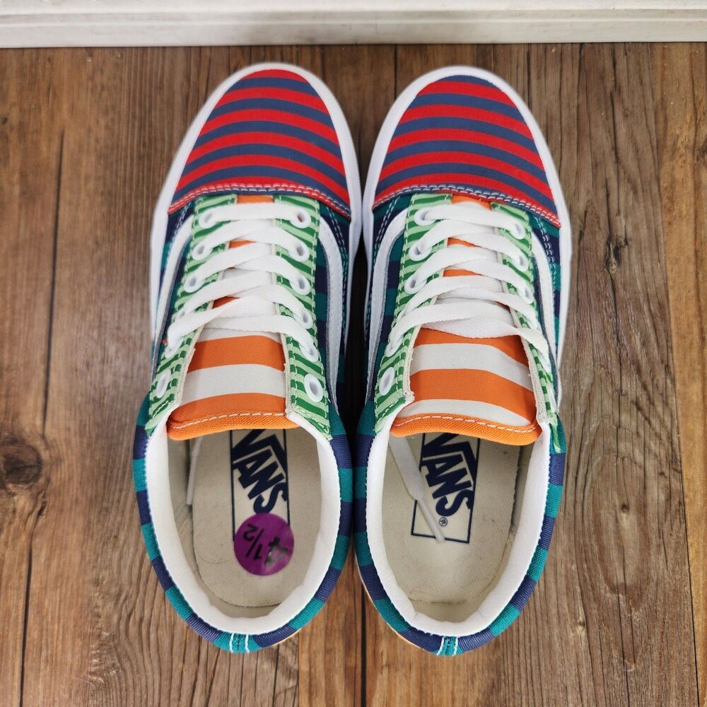 Vans Old Skool Womens Size 6 Multi-Colored Striped Canvas Skater Sneakers Shoes - Picture 6 of 9